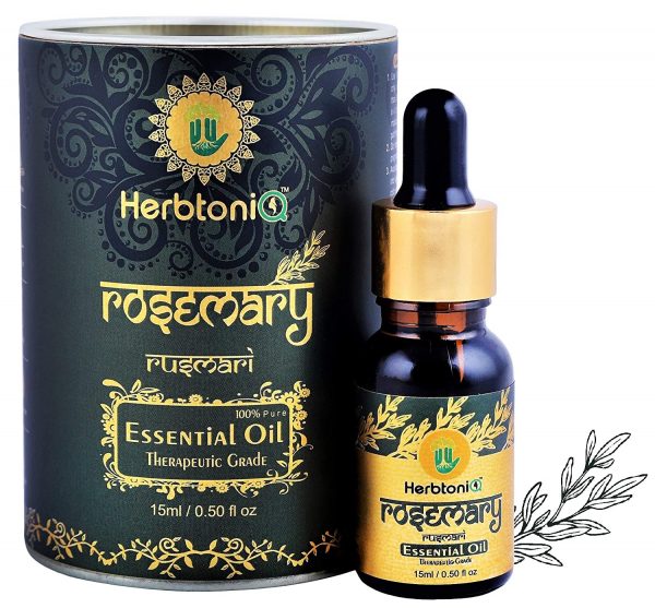 High-resolution image featuring a close-up shot of a bottle of rosemary oi