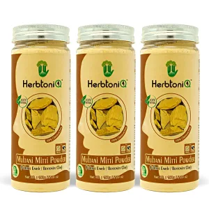 HerbtoniQ? Combo Of 3 100% Natural Multani Mitti Powder 150 Gram Each (Fuller?s Earth/Bentonite Clay) For Face Pack & Hair Pack, Fairness, For acne, Pimples & Spots (450g)