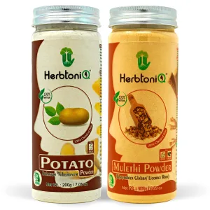 HerbtoniQ Natural Potato Powder And Mulethi (Licorice) Powder For Face Pack (350g) 2 Pieces