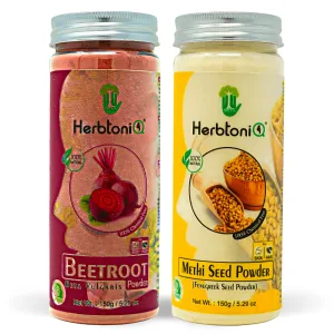 HerbtoniQ 100% Natural Beetroot and Fenugreek Powder for Acne Spot, Pigmentation, Skin Care Regimen Face Pack (300g)