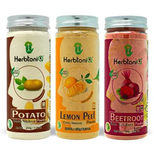 HerbtoniQ 100% Natural Potato Powder, Lemon Peel Powder and Beetroot Powder for Face Pack & Hair Pack (500g)