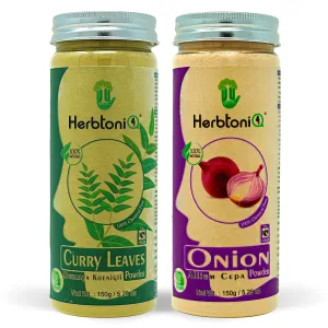 HerbtoniQ 100% Natural Curry Leaves and Onion Powder For Dandruff, Hair-Fall Hair Care Regimens(300 Gram)