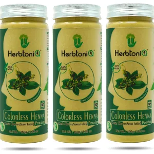 HerbtoniQ 100% Natural Colorless Henna Powder For Dandruff, Hair-Fall, Hair Care regimens, Hair Treatment Pack 450gm(Pack of 3)