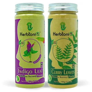 HerbtoniQ 100% Natural Indigo Leaf and Curry Leaves Powder For Hair-Fall, Hair Care regimens (300 Gram)
