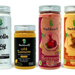 HerbtoniQ 100% Natural Kaolin, Wild Turmeric, Beetroot and Mulethi Powder For Face Pack (625 Gram)
