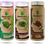 HerbtoniQ 100% Natural Bhringraj, Brahmi and Nagarmotha Powder for Dandruff, Frizzy Hair, Damaged Hair, Intensive Hair Care Pack (450 Gram)