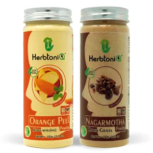 HerbtoniQ 100% Natural Orange Peel and Nagarmotha Powder for Making DIY Mask for Face/Facial, Hair & Body (300 Gram)