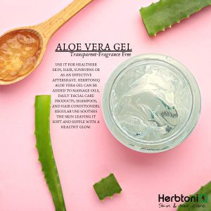 HerbtoniQ Aloe Vera Gel for Face, Body, Hair, Sunburn Relief, Acne, Scars (Deep Hydrating, Soothing & moisturizing) Non-Toxic Gel (500 ml)