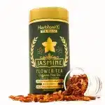 HerbtoniQ Tea House - All-Natural, Vegan, GMO-Free | Jasmine Flower Tea: Discover the Secret to a Balanced & Healthy Lifestyle | Reduce Stress, Boost Immune System | Antioxidant-Rich, Soothing Blend | Perfect for Hot and Iced Beverages | 30g Loose (60 Cups)