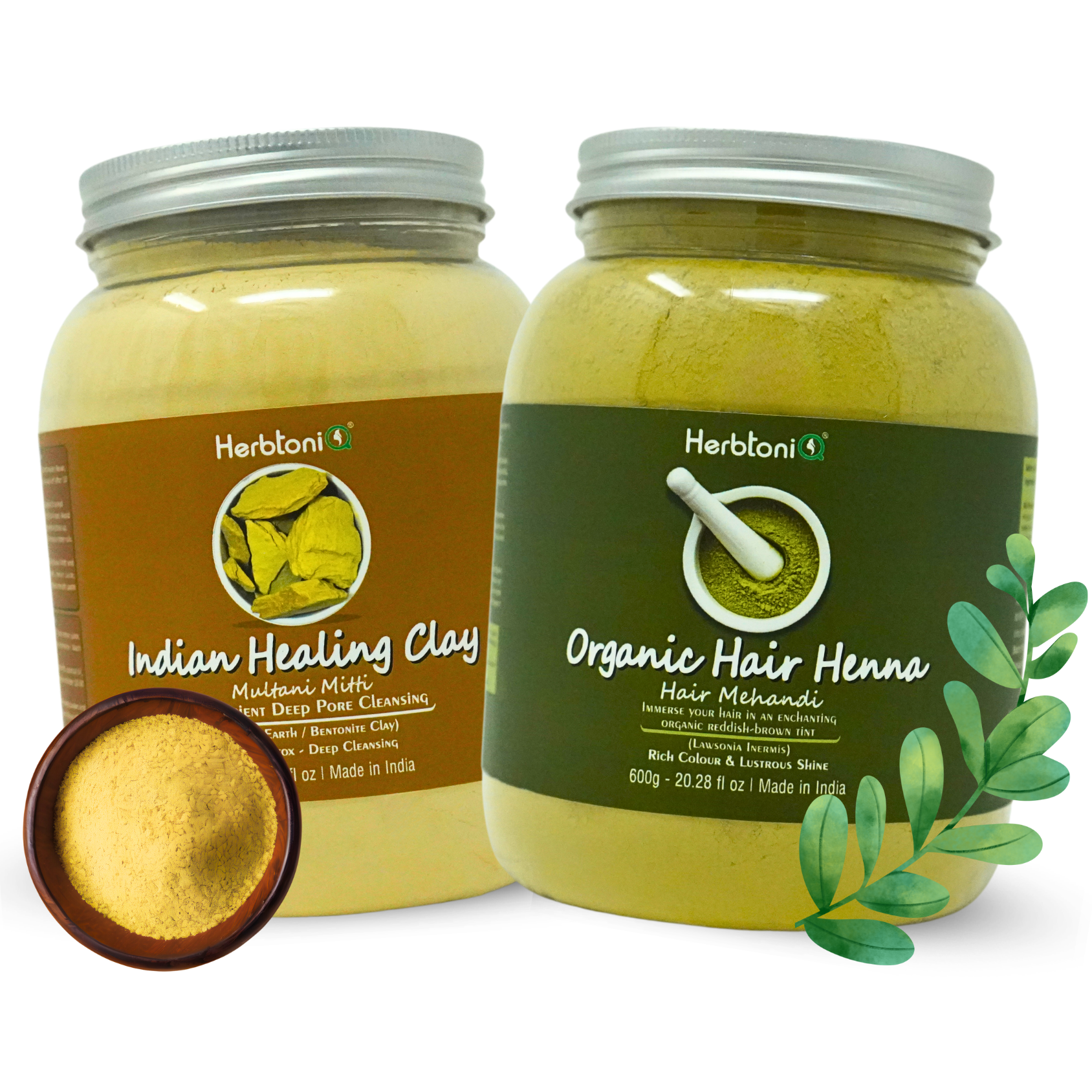 Multani Mitti With Organic Hair Henna Multani Mitti With Organic Hair Henna 600 Gram Each